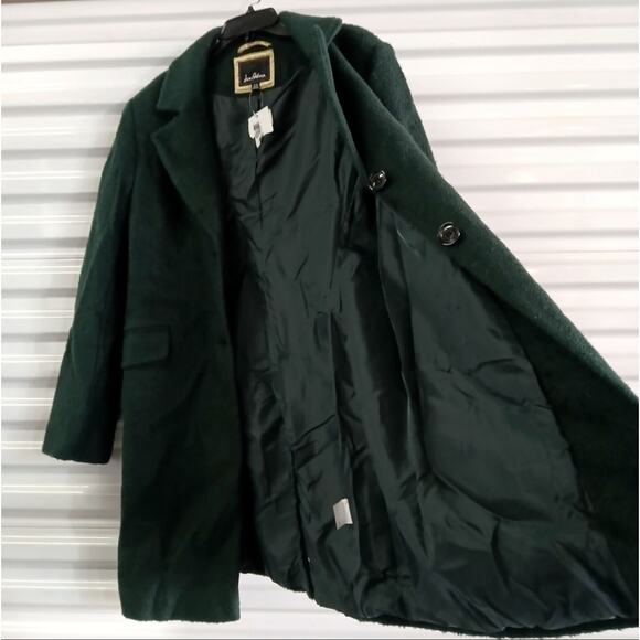 Sam Edelman Womens Wool Coat Plus XXL Green Winter Overcoat Button Front Grunge - Picture 3 of 9